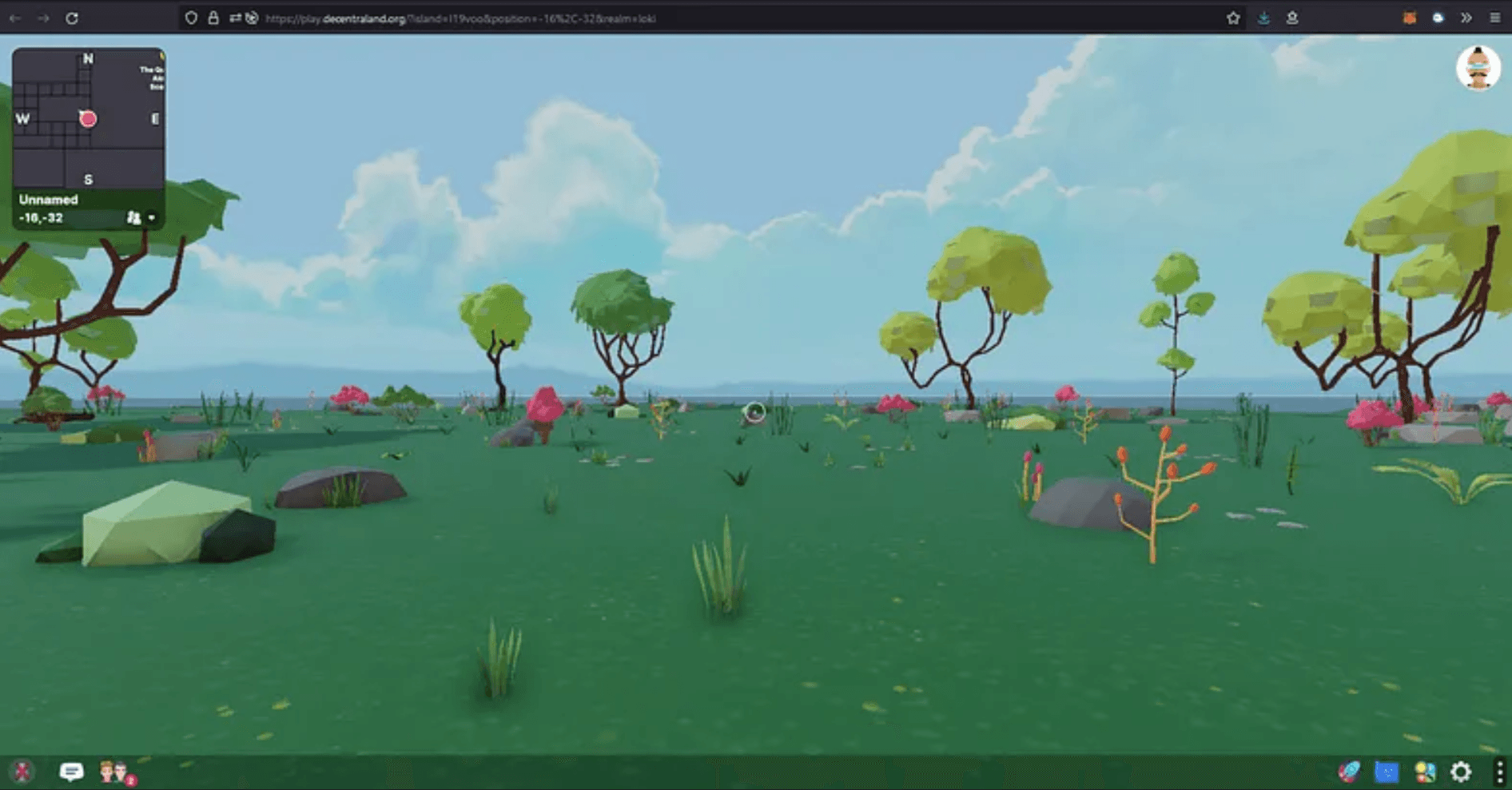 An empty stretch of Decentraland near the centre of the map